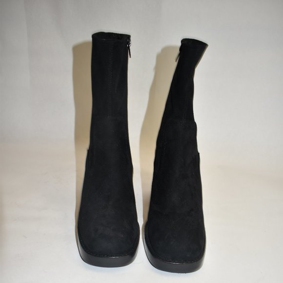 Jeffrey Campbell Maxen 2 Platform Boot Size 9 Black Stretch Suede - Picture 8 of 9